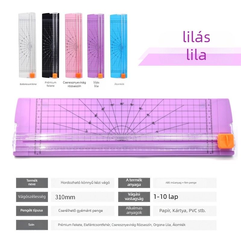 A4-es papírvágó, kézi, műanyag test, modell 810 kétirányú