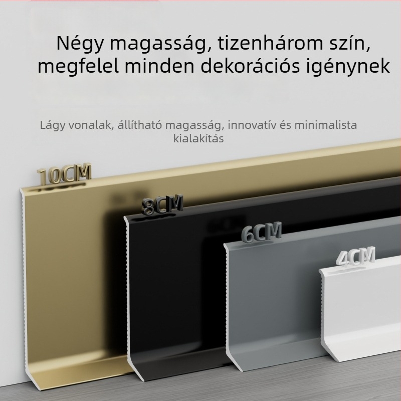 Öntapadós alumínium ötvözetű díszléc – fúrás nélküli szerelés, ragasztással, sík, modern minimalist stílus