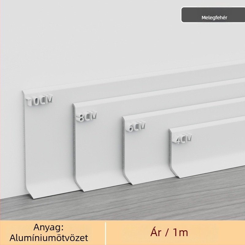Öntapadós alumínium ötvözetű díszléc – fúrás nélküli szerelés, ragasztással, sík, modern minimalist stílus