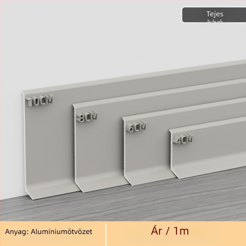 Öntapadós alumínium ötvözetű díszléc – fúrás nélküli szerelés, ragasztással, sík, modern minimalist stílus