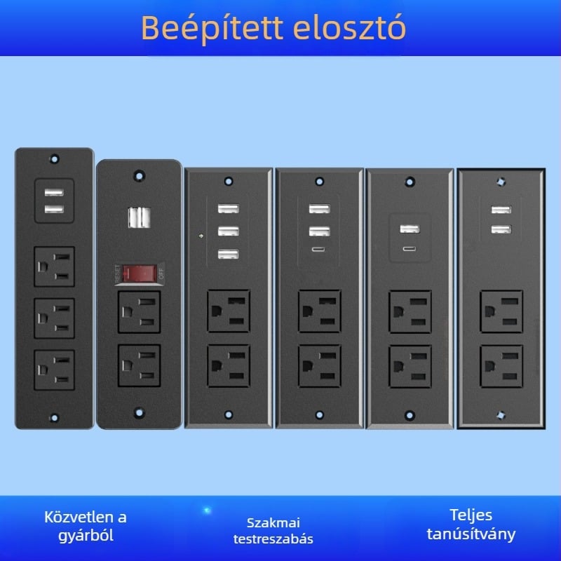 Beépített bútor USB-s csatlakozóaljzata, többfunkciós, ETL tanúsítvánnyal, 1500W, Gio