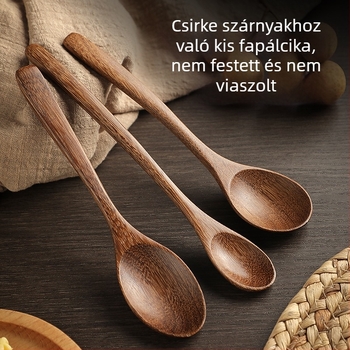 Hosszú nyelű fa főzőkanál, élelmiszer-minőségű fa, lakkozás nélküli, hőálló