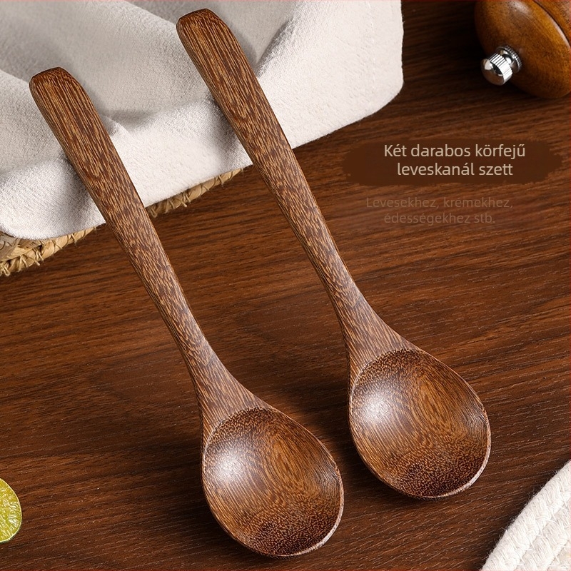 Hosszú nyelű fa főzőkanál, élelmiszer-minőségű fa, lakkozás nélküli, hőálló