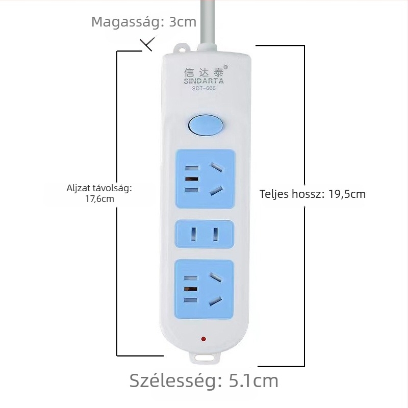 Tápelosztó réz vezetőkkel, 10A, 100-250V, 2000W, tűzálló PP-ház