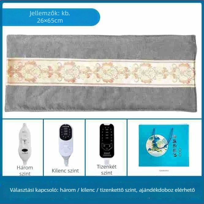 Elektronikus tengeri só melegítő zacskó otthoni használatra, 40–70°C, 100W, 220V, 2,2 kg, 1–12 fokozat, derék/ váll/ térd védelem