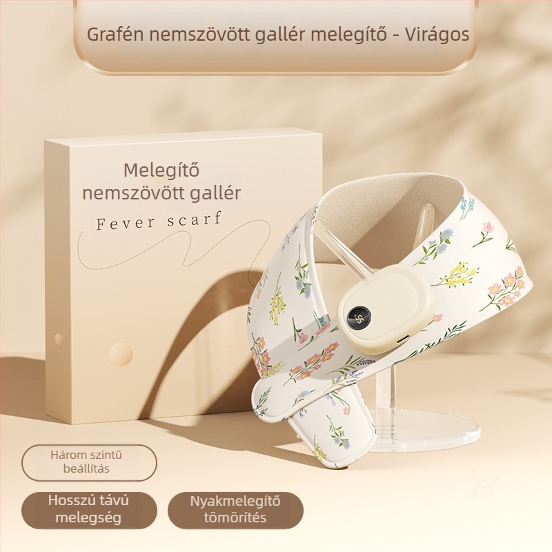 Grafén melegítő nyakmelegítő vállvédővel, intelligens hőmérséklet-szabályozás, 5V, 35–55°C