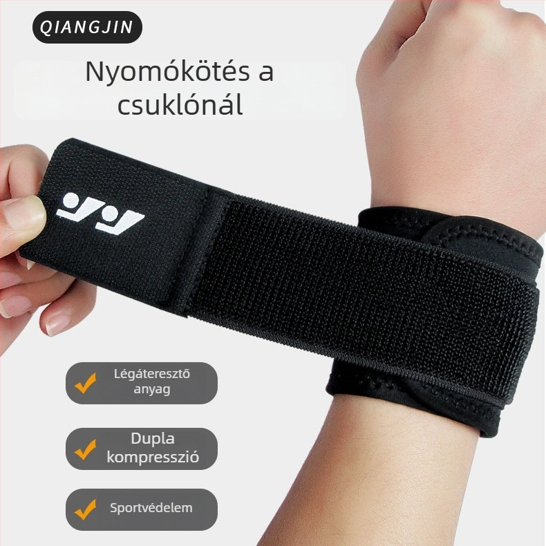 Sport csuklóvédő rögzítő pánttal és kompressziós támasztékkal — neopren és Jiaji anyag, univerzális illeszkedés, kosárlabda, tollaslabda és röplabda