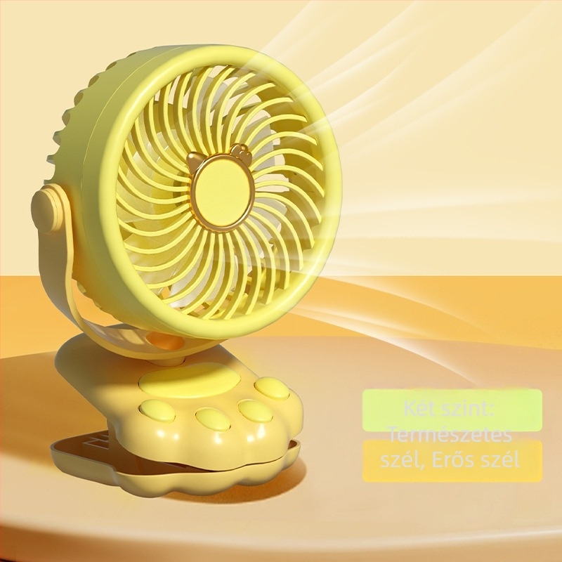 USB asztali ventilátor 3 lapátos, beépített 300-500 mAh akkumulátor, alacsony zajszint 36 dB alatt