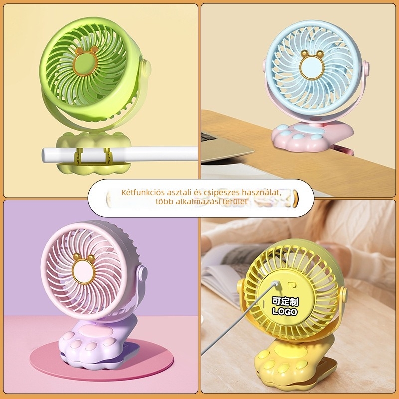 USB asztali ventilátor 3 lapátos, beépített 300-500 mAh akkumulátor, alacsony zajszint 36 dB alatt