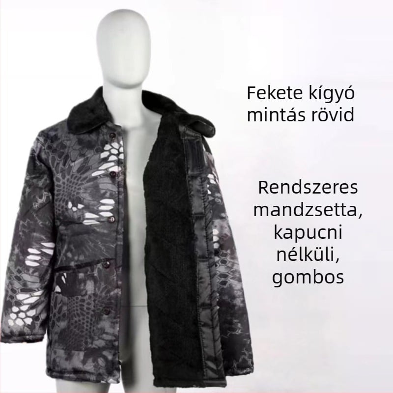MWY Téli Kamuflázs Uniszex Kabát, fleece bélés, meleg, szélálló, kopásálló, anyaga: kémiai rost