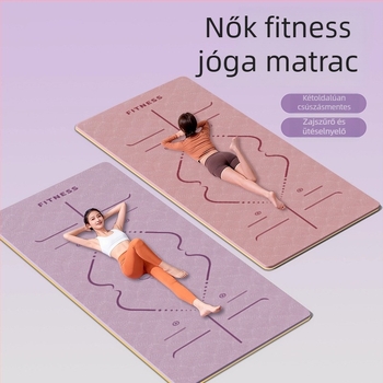 TPE jóga matrac – összecsukható, ultra széles, extra vastag, csúszásmentes, ütéscsillapító, csendes; Anyag: TPE; Vastagság: 6 mm; Súly: 490 g; Mintázat: Pozícióvonalak