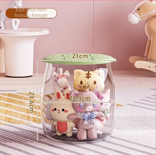 Játékok tároló szék, műanyag, kerek, 18L kapacitás, 150 kg teherbírás, többfunkciós