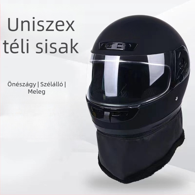 Elektromos kerékpár sisak nőknek és férfiaknak, teljes arcú sisak, téli használatra, ABS anyag