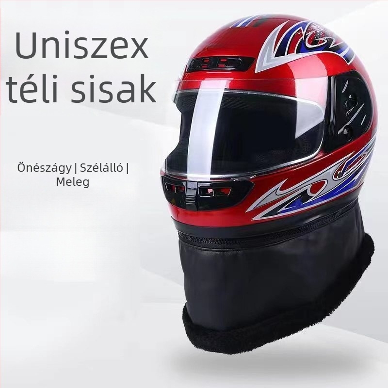 Elektromos kerékpár sisak nőknek és férfiaknak, teljes arcú sisak, téli használatra, ABS anyag