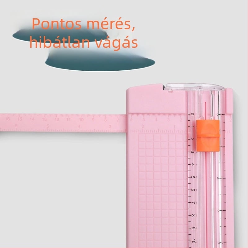 Kétirányú hordozható műanyag papírvágó, modell 857, mini vágó és vonalzó