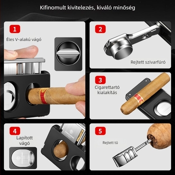 Cigarlong szivarvágó, rozsdamentes acél, modell CE-25GY, egyszerű dizájn