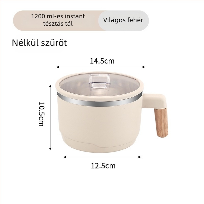 304 rozsdamentes acélból készült tészta tál leeresztő kosárral és átlátszó fedővel, kétszintes ebédes doboz, kapacitás 1-2 L