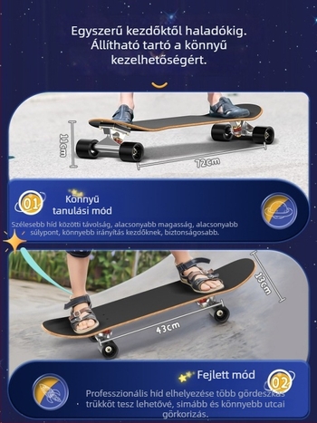 SWAY gördeszka, hét réteg juharfából készült deszka, dupla rocker, általános használatra