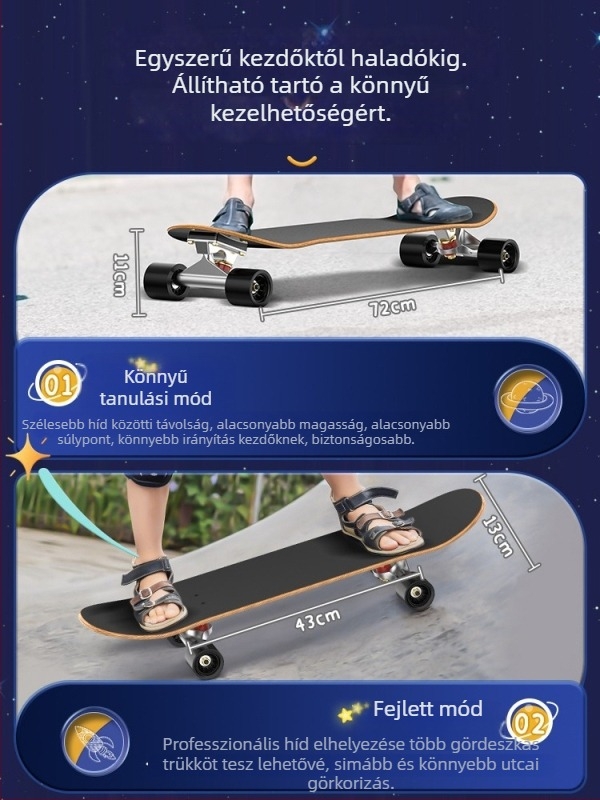 SWAY gördeszka, hét réteg juharfából készült deszka, dupla rocker, általános használatra