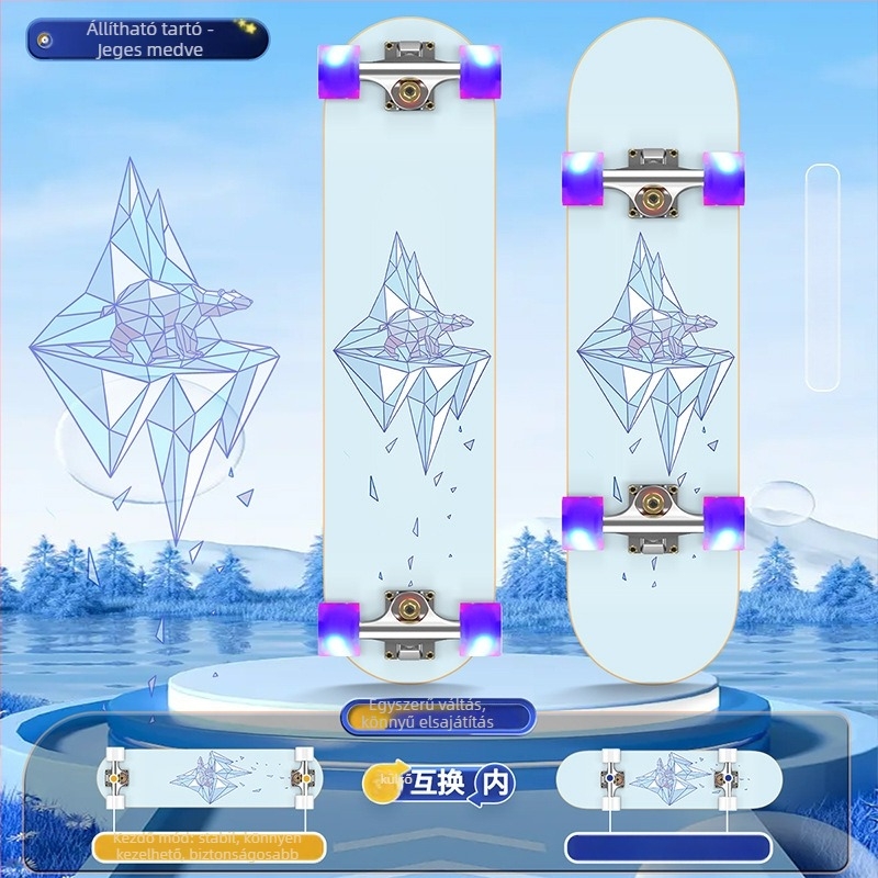 SWAY gördeszka, hét réteg juharfából készült deszka, dupla rocker, általános használatra