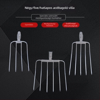 Acél kertész villa fából készült nyelezéssel — modell DT-black welded steel fork; súly 0,75 kg; test: acél; nyél: fa