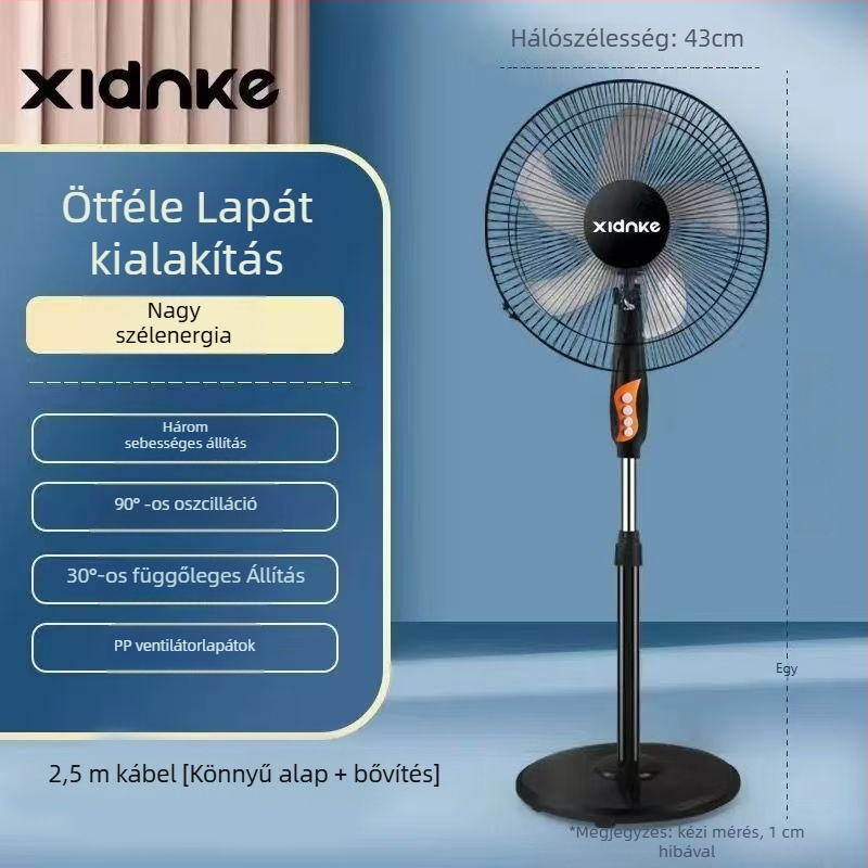 Álló ventilátor oszcilláló fejjel és távirányítóval (3 sebesség, időzítő 2–8 óra, modell M-40)