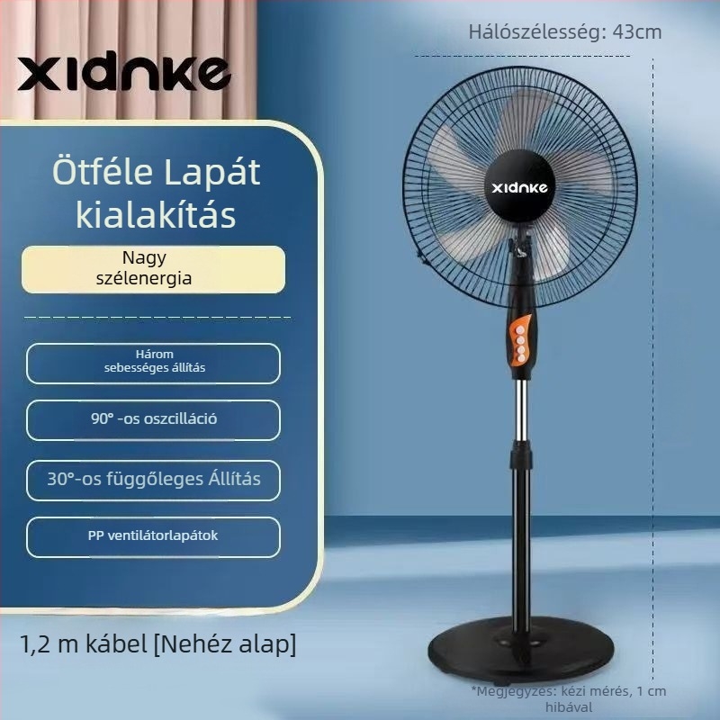 Álló ventilátor oszcilláló fejjel és távirányítóval (3 sebesség, időzítő 2–8 óra, modell M-40)