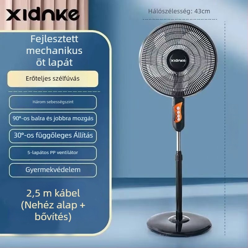 Álló ventilátor oszcilláló fejjel és távirányítóval (3 sebesség, időzítő 2–8 óra, modell M-40)