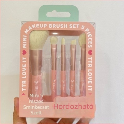 TTR hordozható sminkecsetkészlet – nylon sörtéjű, 1 részes készlet, többfunkciós eyeliner ecset és alapvető szem- és púder ecsetek