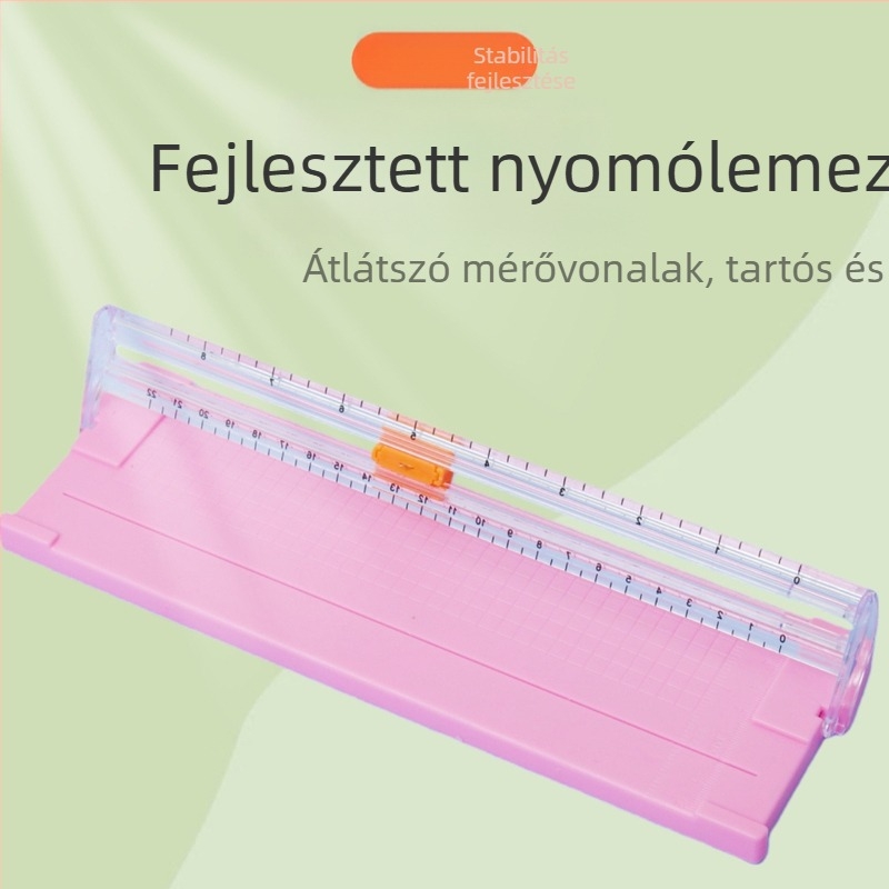A5-ös műanyag papírvágó, hordozható, csúszó típus, modell 857, termékkód GYDZ03, késfej