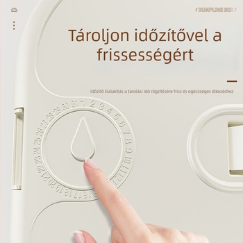 Dumpling tároló doboz, Többszintű frissesség megőrző kialakítás, Élelmiszer-minőségű műanyag, Zárt, Fagyasztóhoz alkalmas