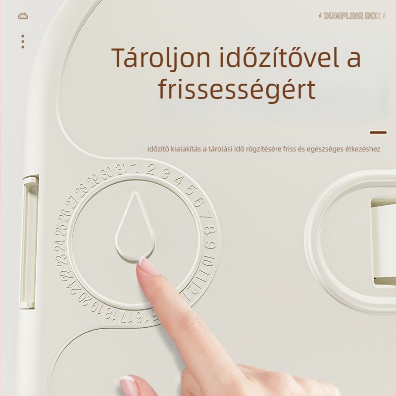 Dumpling tároló doboz, Többszintű frissesség megőrző kialakítás, Élelmiszer-minőségű műanyag, Zárt, Fagyasztóhoz alkalmas