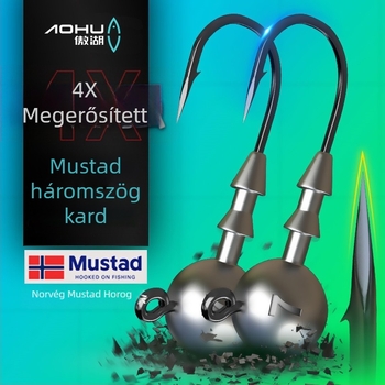 Aohu ólomfejű horog, jobb szögű, No. 1, 50 darabos csomag, tüskékkel