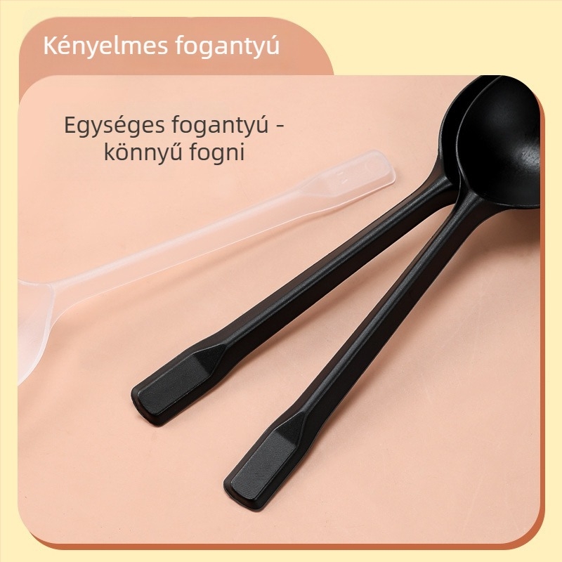 Egyszer használatos műanyag kanál, vastag teknősszerű dizájn, gyümölcsökhöz, desszerthez és fagylalthoz, mikrohullámú sütőben használható, testreszabható