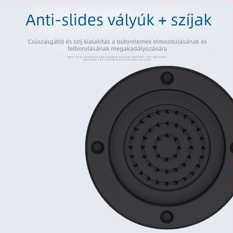Mosógép és hűtő alátámasztó talp – csúszásmentes, állítható, szerelés nélkül; műanyag anyag