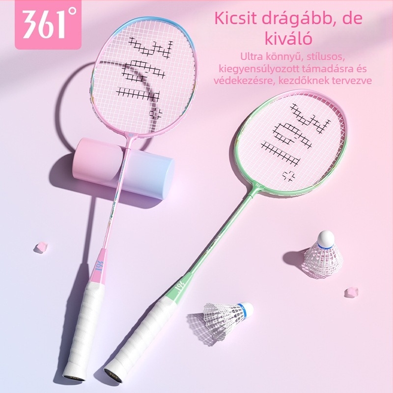 Badmintonütő 361°, keret vasötvözetből, tömeg 95–100 g, nyél G2, egyenes tengely