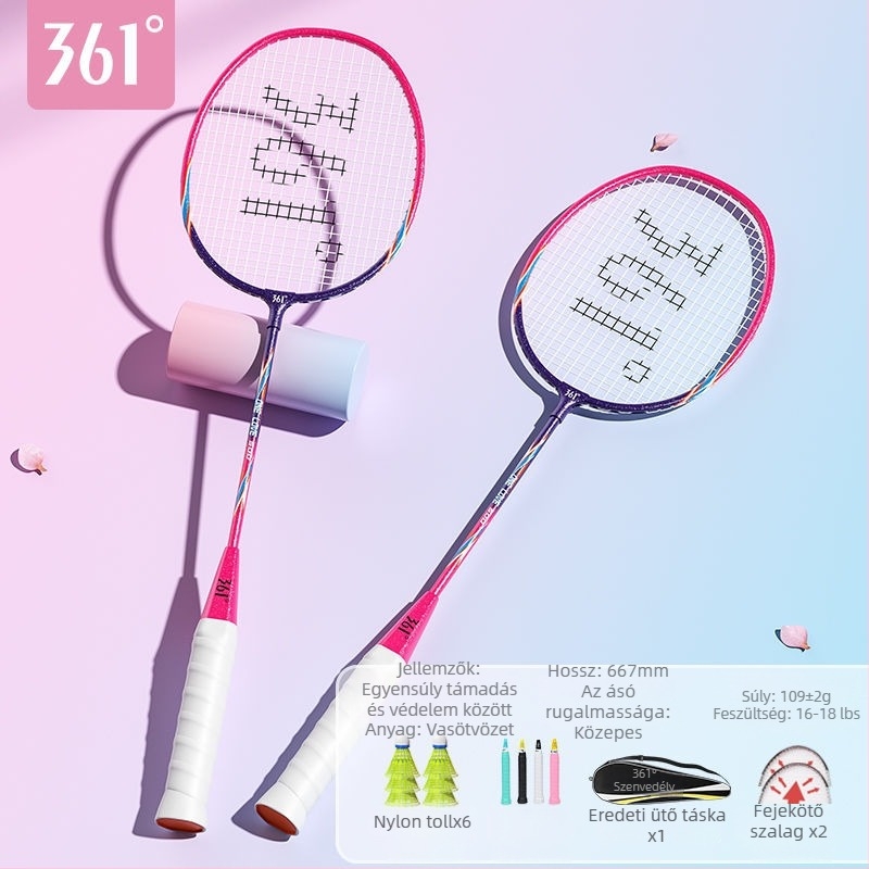 Badmintonütő 361°, keret vasötvözetből, tömeg 95–100 g, nyél G2, egyenes tengely