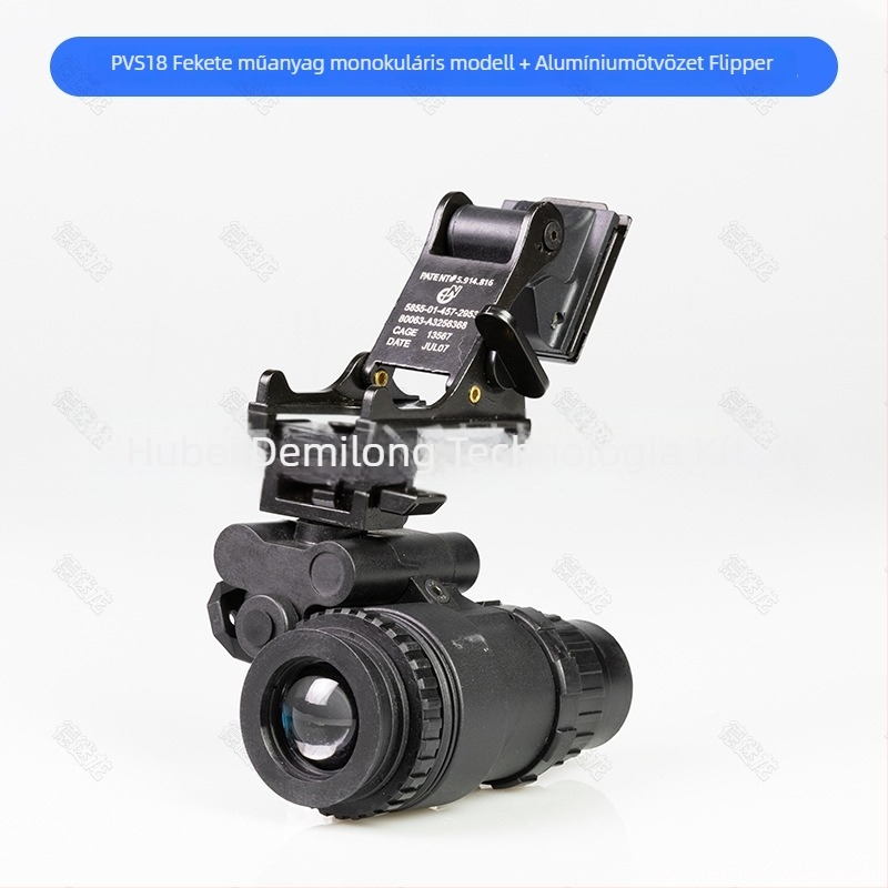 PVS18 monokuláris éjjellátó modell dump truck szettel és FAST/MICH sisak kiegészítőkkel — De Millon; típus: modell éjjellátás; súly: 190 (modell) / 145 (vödör); hatékony látótávolság: 0