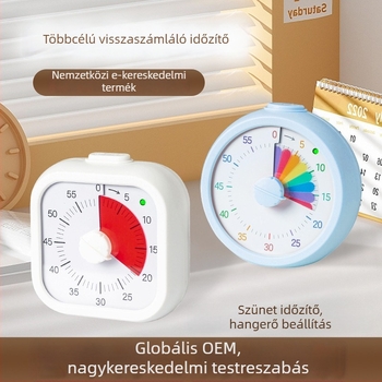 Látványos időzítő gyerekeknek visszaszámlálással és ébresztéssel — négyzet alakú ABS ház, kvarc mozgás, analóg + digitális kijelző, kronográf