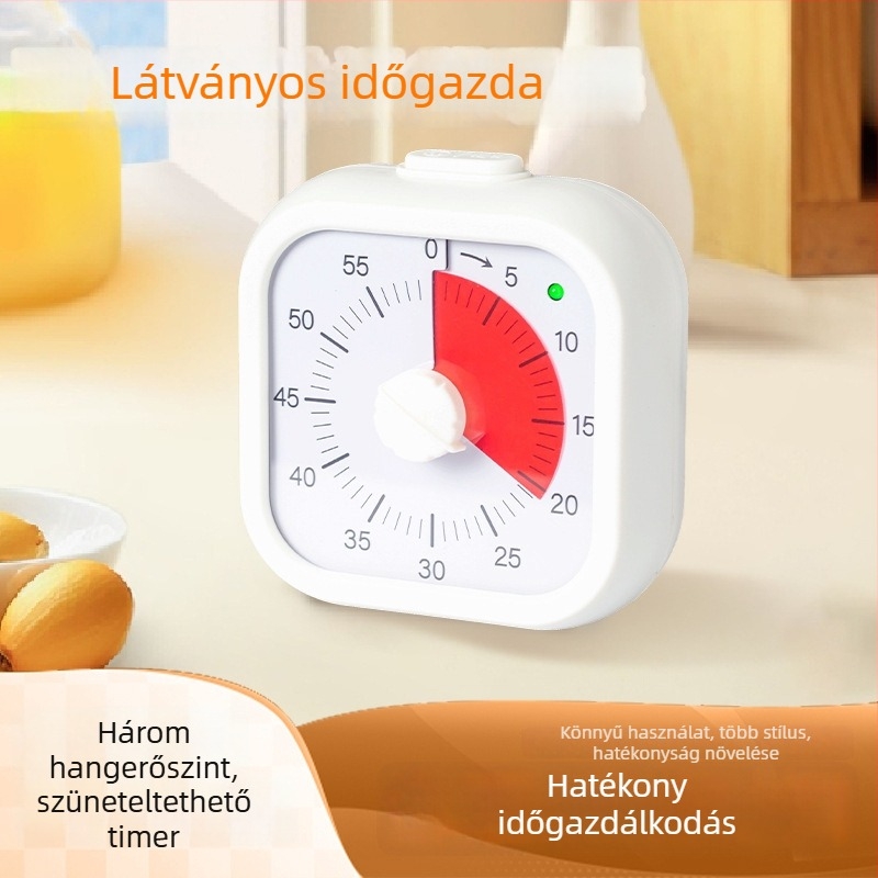 Látványos időzítő gyerekeknek visszaszámlálással és ébresztéssel — négyzet alakú ABS ház, kvarc mozgás, analóg + digitális kijelző, kronográf