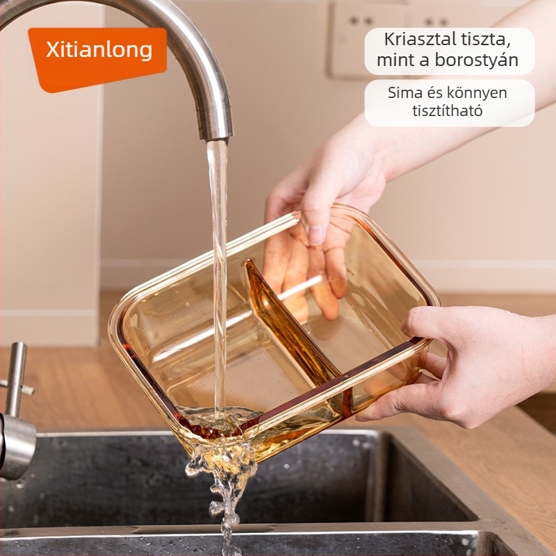 Üveges ebédes doboz (boroszilikát, szigetelt, mikrózható, 800–1000 ml, négyszögletes)