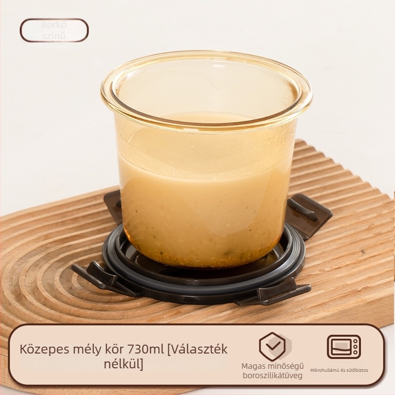 Üveges ebédes doboz (boroszilikát, szigetelt, mikrózható, 800–1000 ml, négyszögletes)