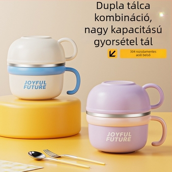 Szigetelt rozsdamentes acél ebédes doboz fedővel, dupla réteg, 304 rozsdamentes acél, 1–2 L kapacitás, logó nyomtatás elérhető