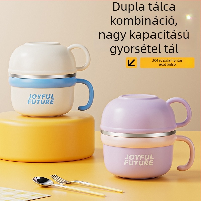 Szigetelt rozsdamentes acél ebédes doboz fedővel, dupla réteg, 304 rozsdamentes acél, 1–2 L kapacitás, logó nyomtatás elérhető