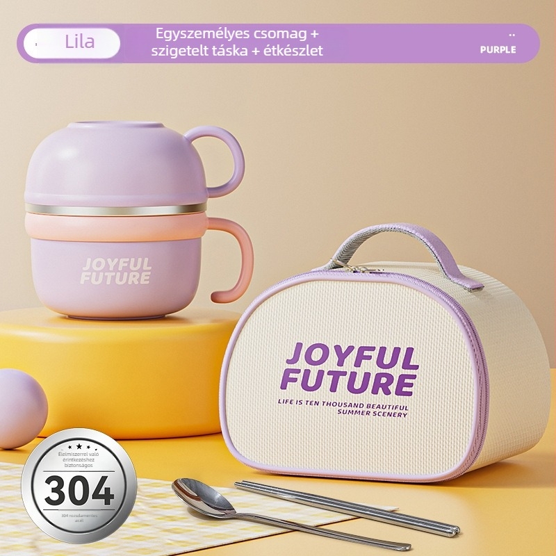 Szigetelt rozsdamentes acél ebédes doboz fedővel, dupla réteg, 304 rozsdamentes acél, 1–2 L kapacitás, logó nyomtatás elérhető