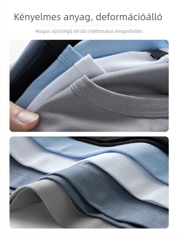 Férfi slim-fit póló, egyszínű, kerek nyakú, rövid ujjú, 47% Modal/47% Pamut/6% Spandex