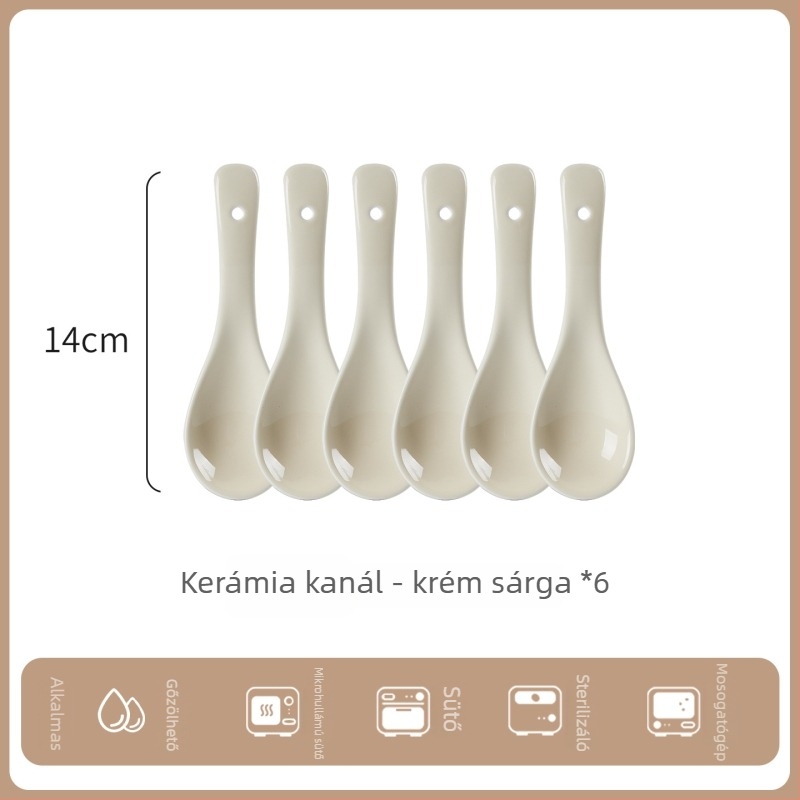 Kerámiából készült kanálkészlet, minimalist stílus, AB-1452, leveshez és rizses ételekhez