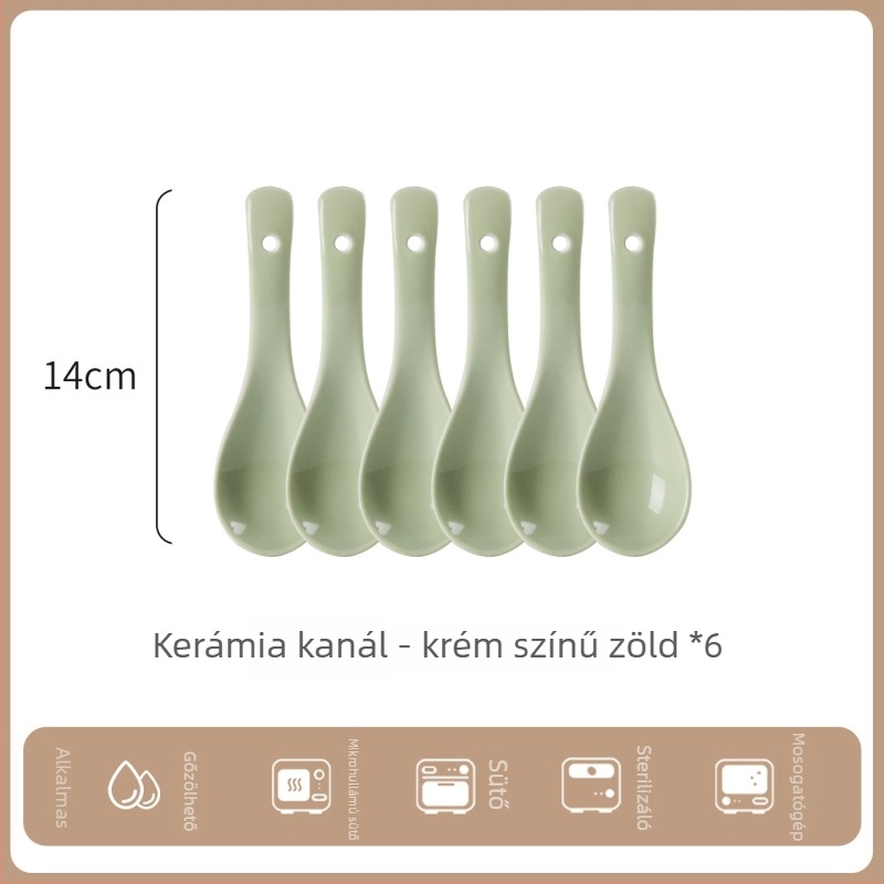 Kerámiából készült kanálkészlet, minimalist stílus, AB-1452, leveshez és rizses ételekhez