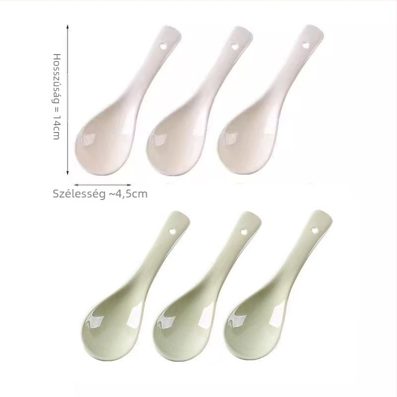 Kerámiából készült kanálkészlet, minimalist stílus, AB-1452, leveshez és rizses ételekhez
