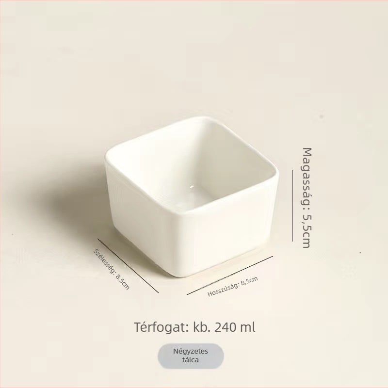 Porcelán négyszögletes gőzölő tál, mikrohullámú sütőben használható, logóval testre szabható